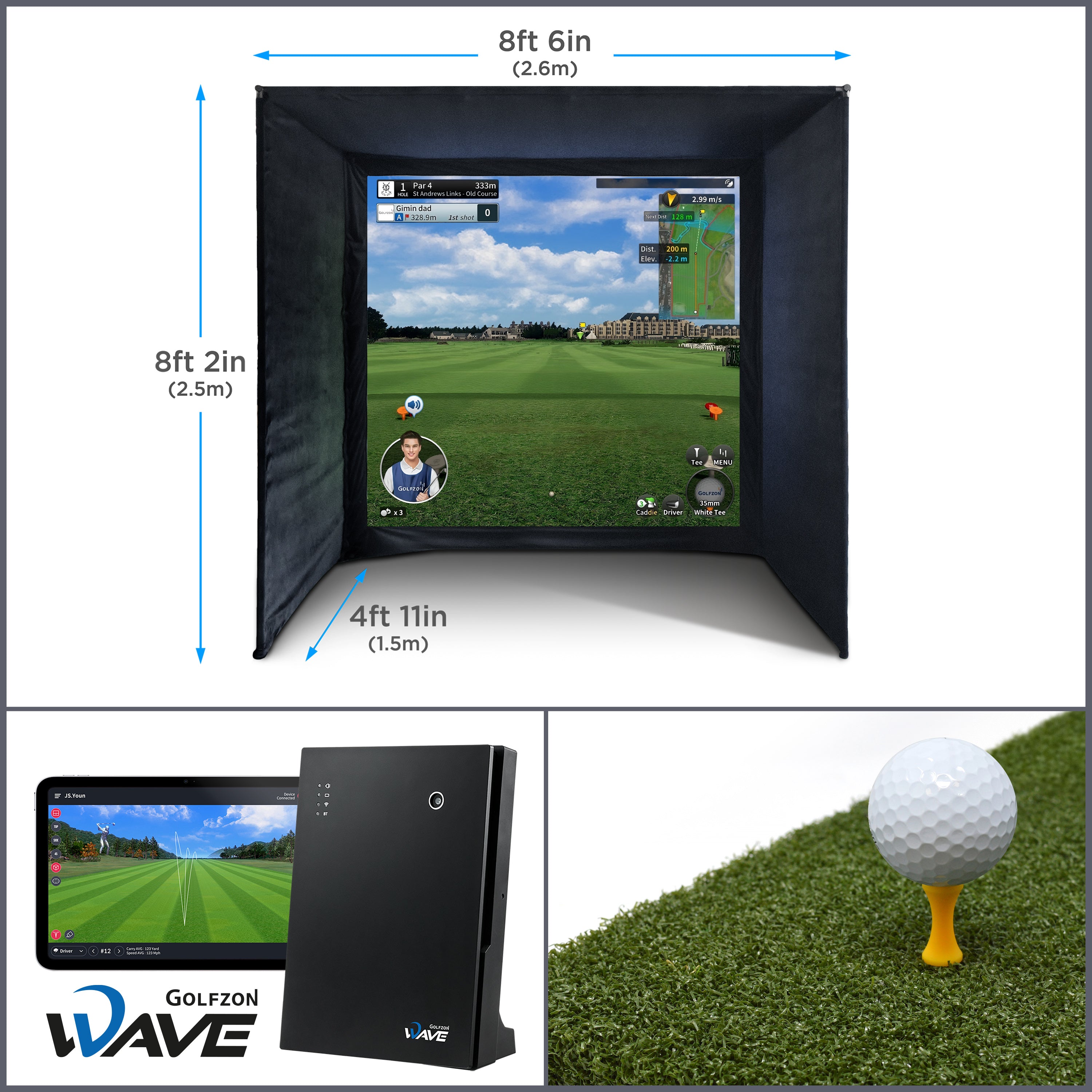 SimSpace Golf Simulator Studio | Golfzon WAVE | Compleet Luxe Doe-het-zelf Pakket