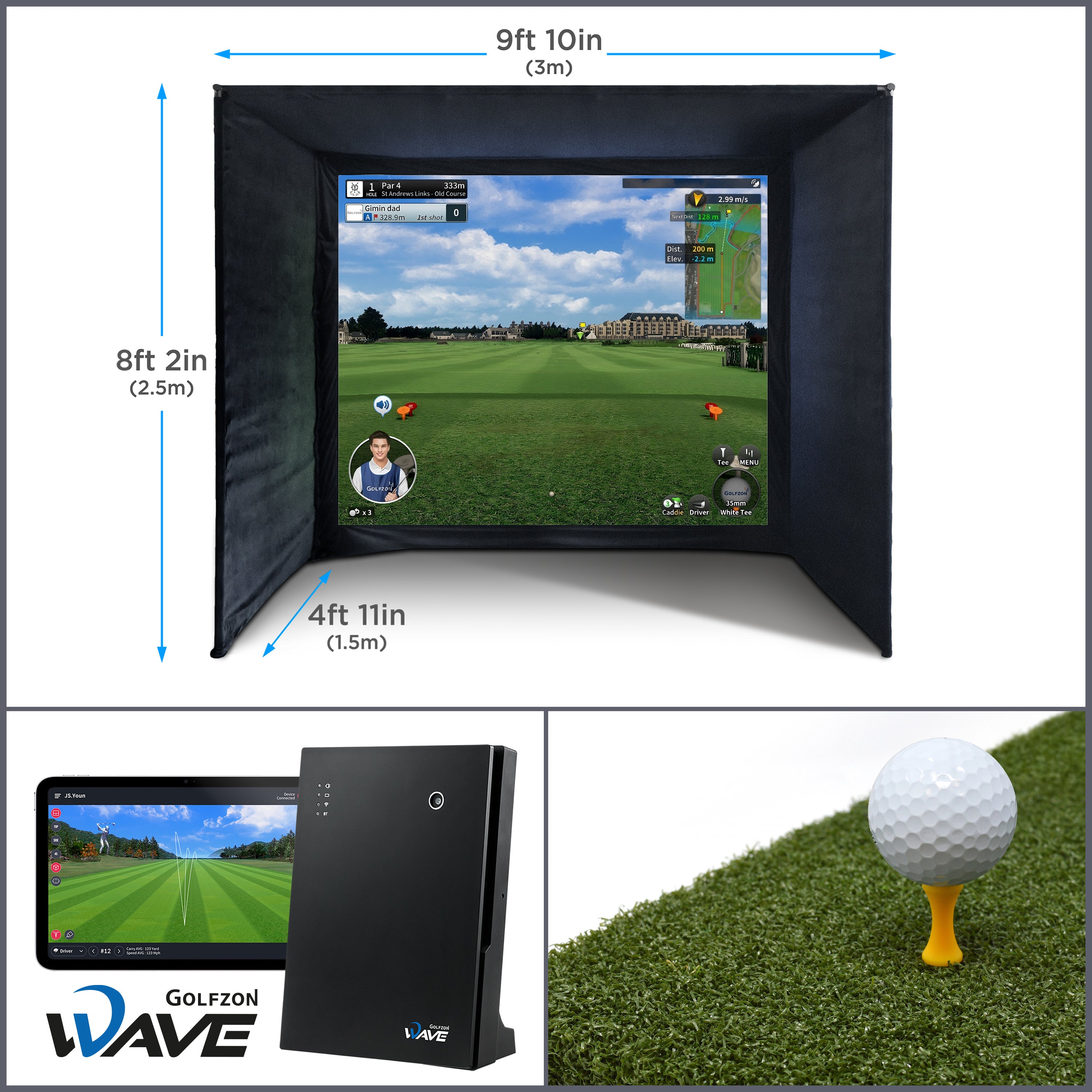 SimSpace Golf Simulator Studio | Golfzon WAVE | Compleet Luxe Doe-het-zelf Pakket