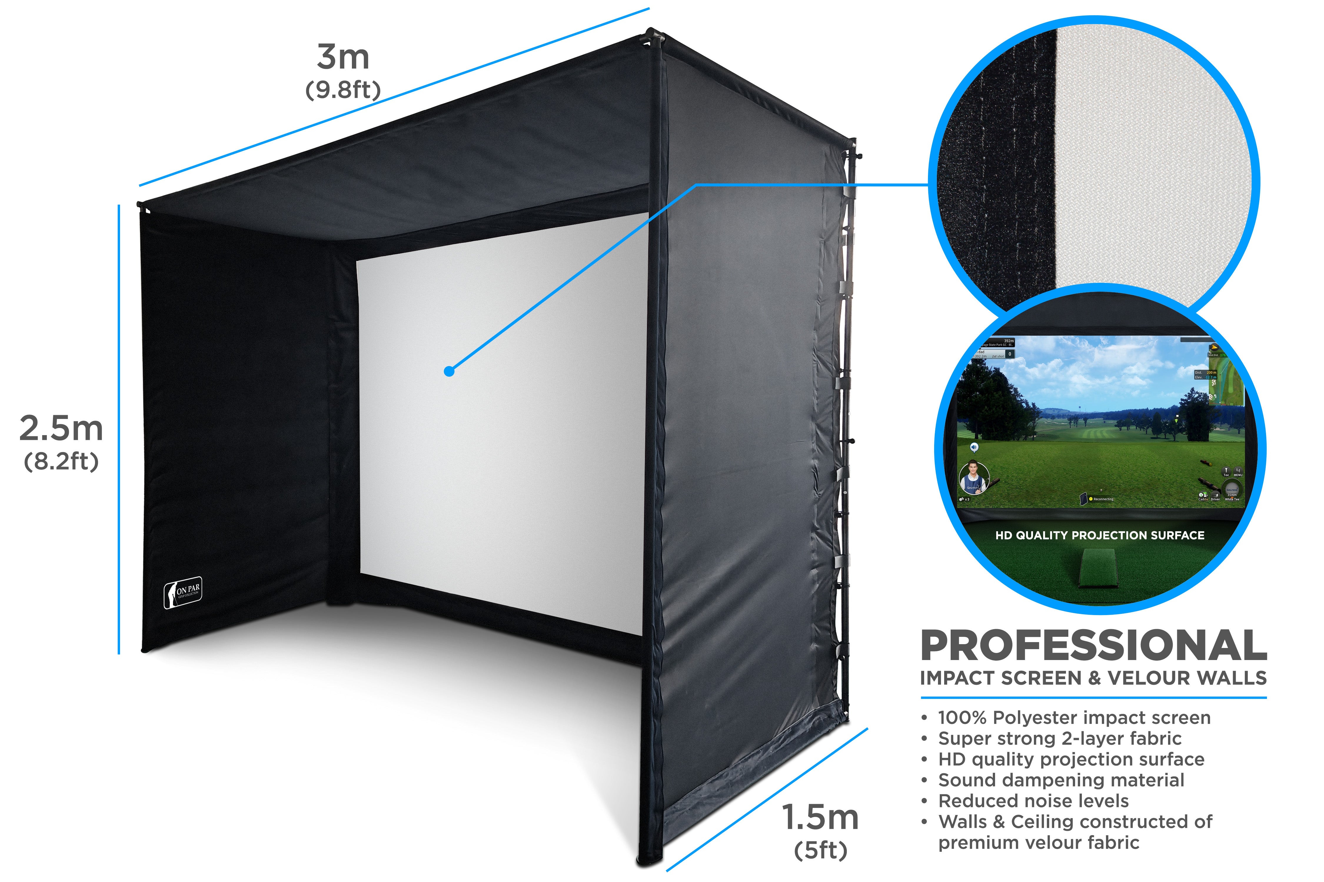 On Par Golf Simulator Kit | Flightscope MEVO+ 2023 | Compleet Luxe Doe-het-zelf Pakket