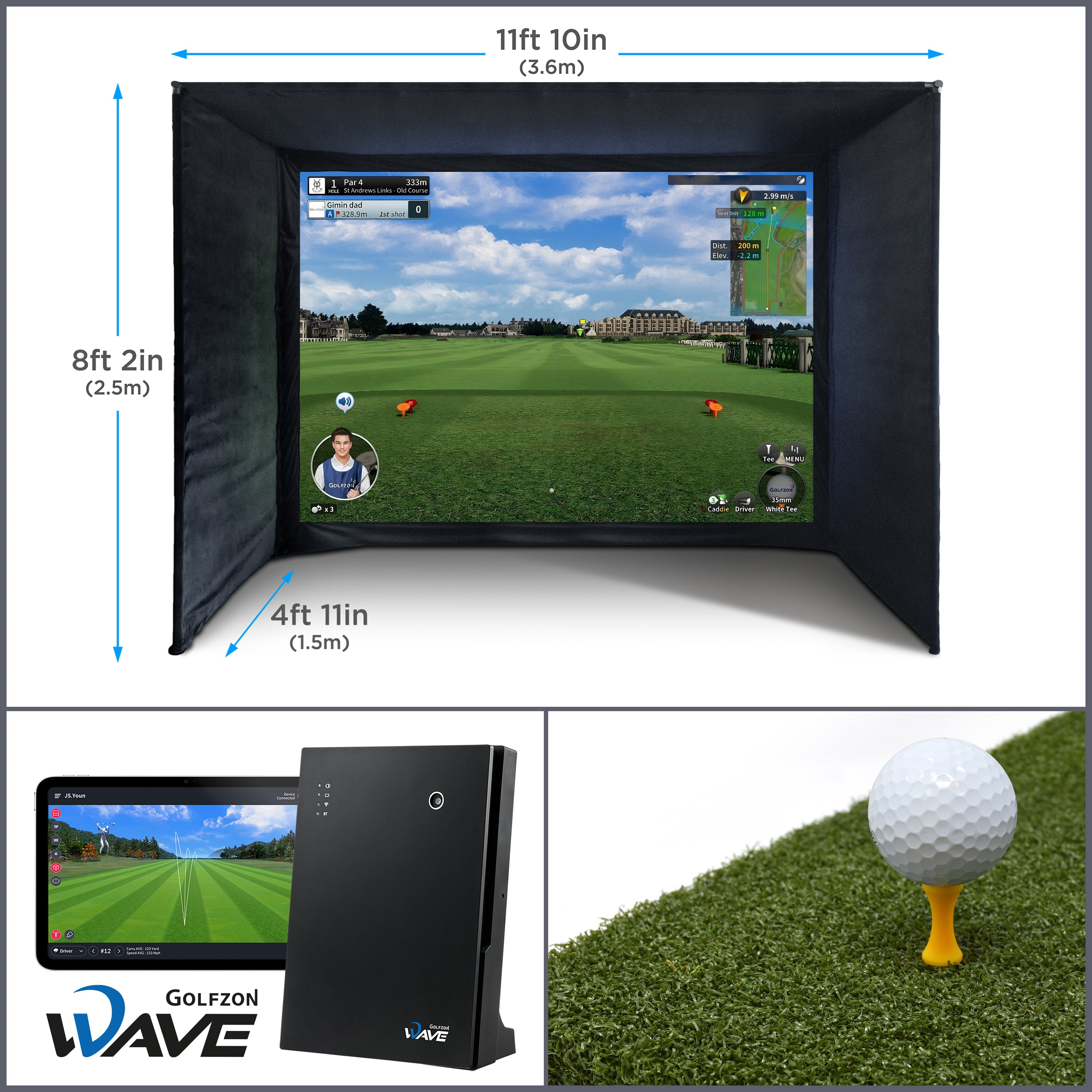 SimSpace Golf Simulator Studio | Golfzon WAVE | Compleet Luxe Doe-het-zelf Pakket