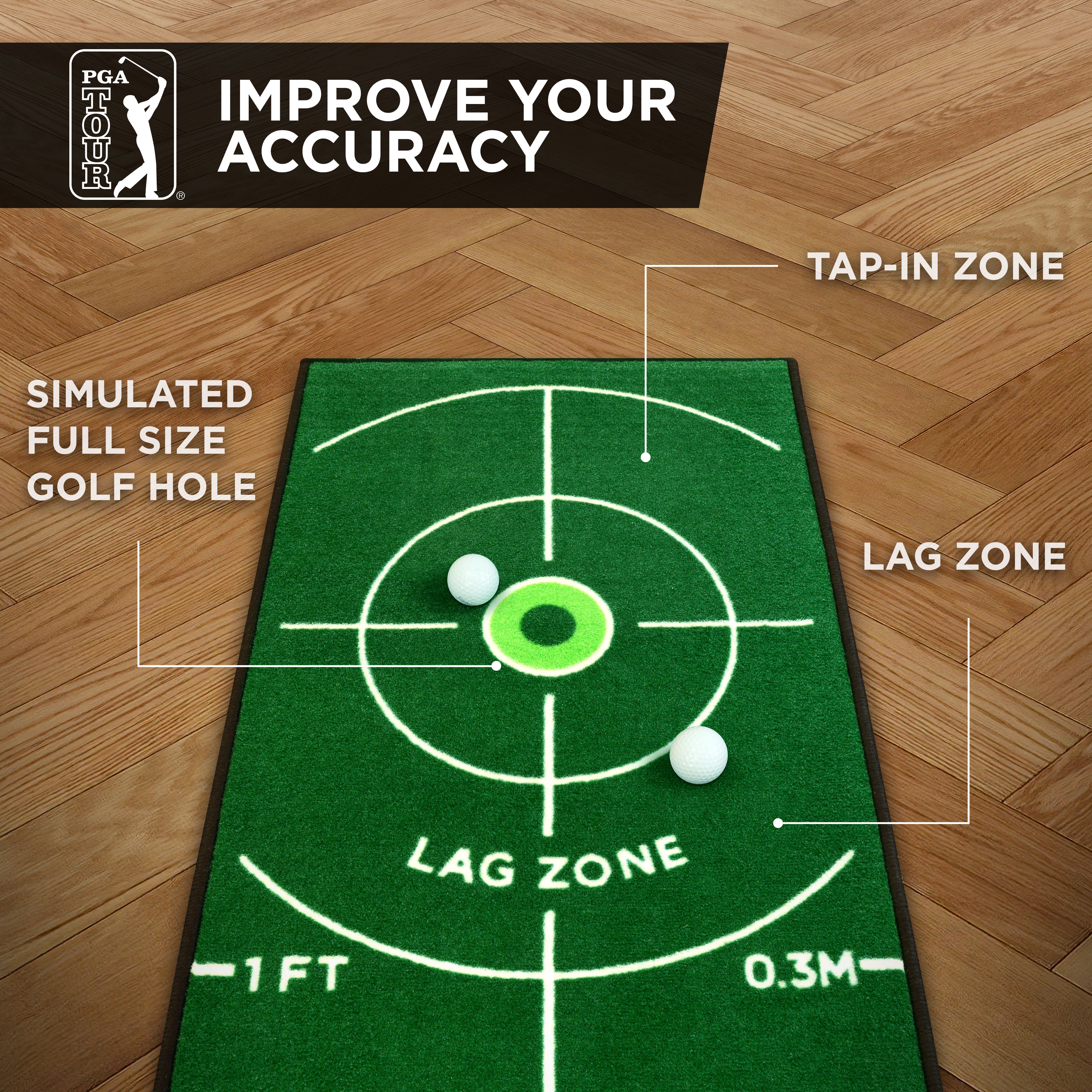 PGA putting mat - 240 x 50 cm - Learn to putt better