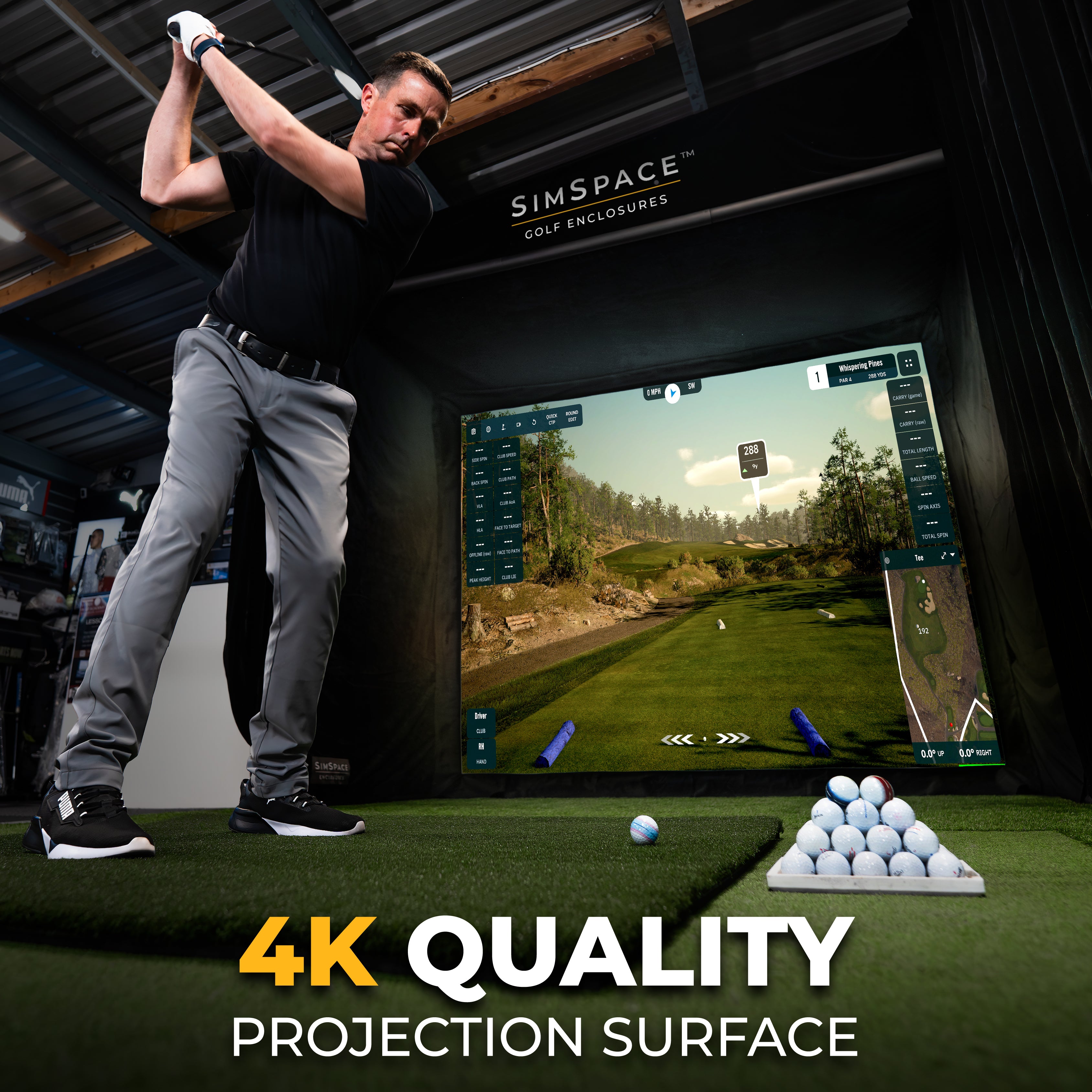 SimSpace Double Sided Impact Screen – Duurzaam HD golfsimulatiescherm