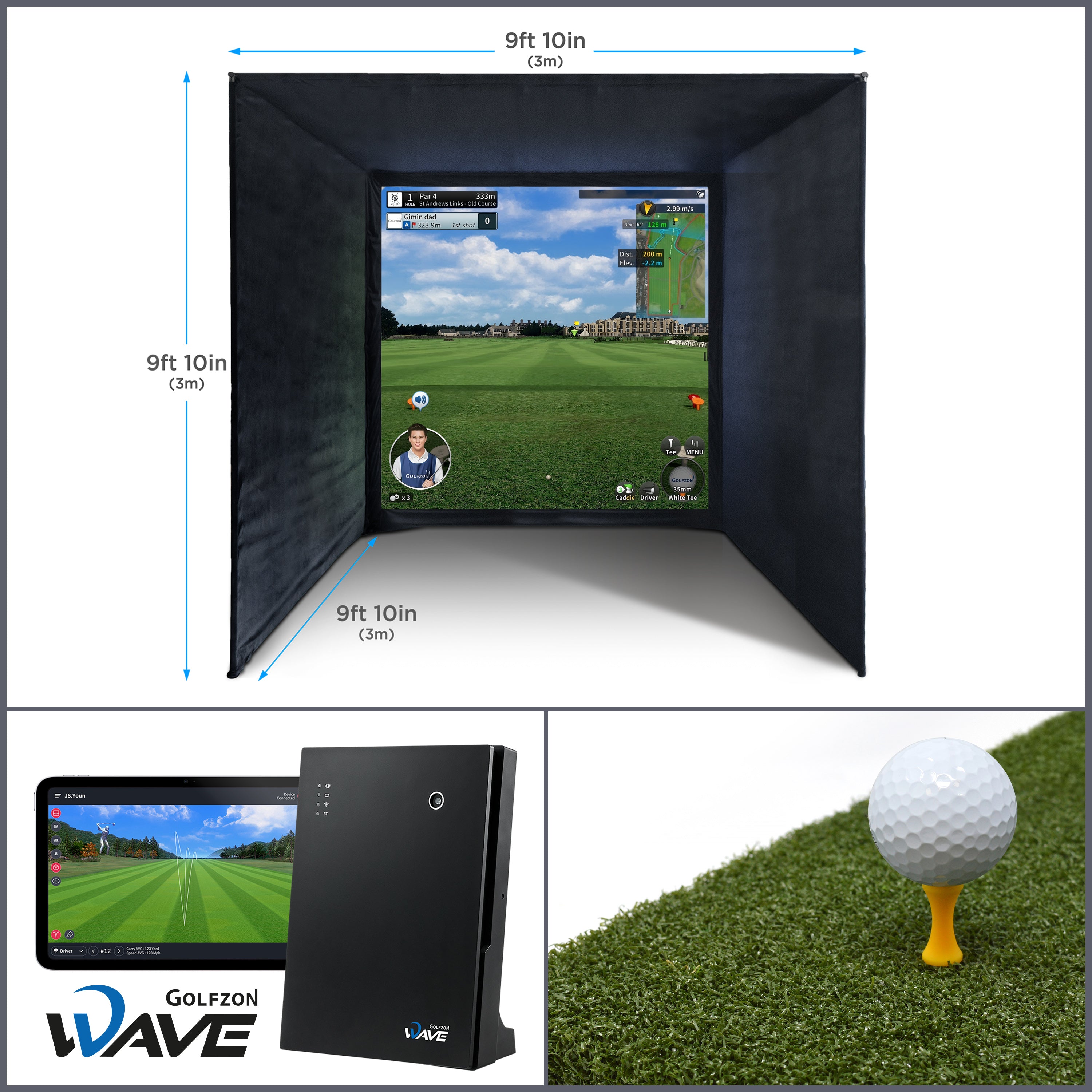 SimSpace Golf Simulator Studio | Golfzon WAVE | Compleet Luxe Doe-het-zelf Pakket