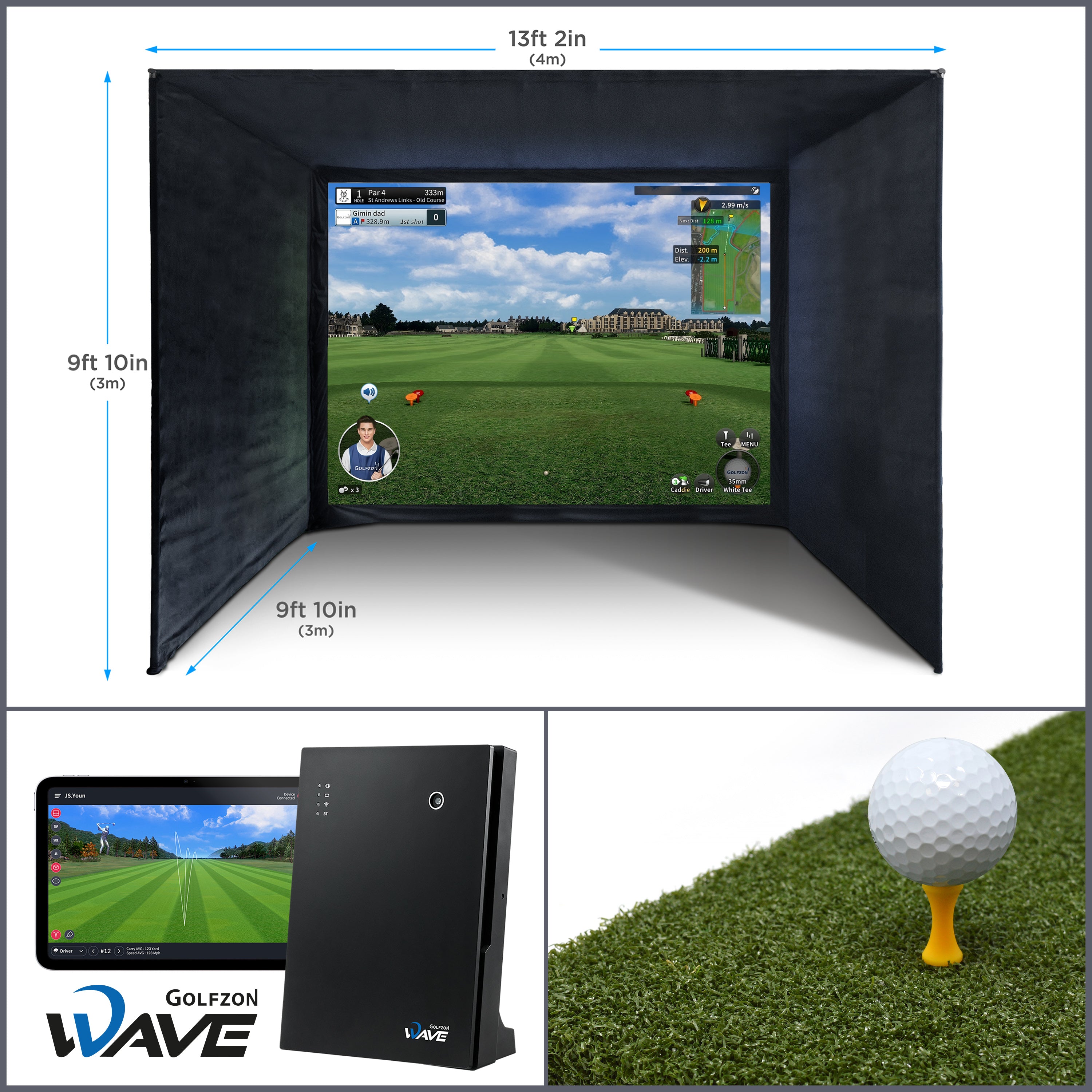 SimSpace Golf Simulator Studio | Golfzon WAVE | Compleet Luxe Doe-het-zelf Pakket