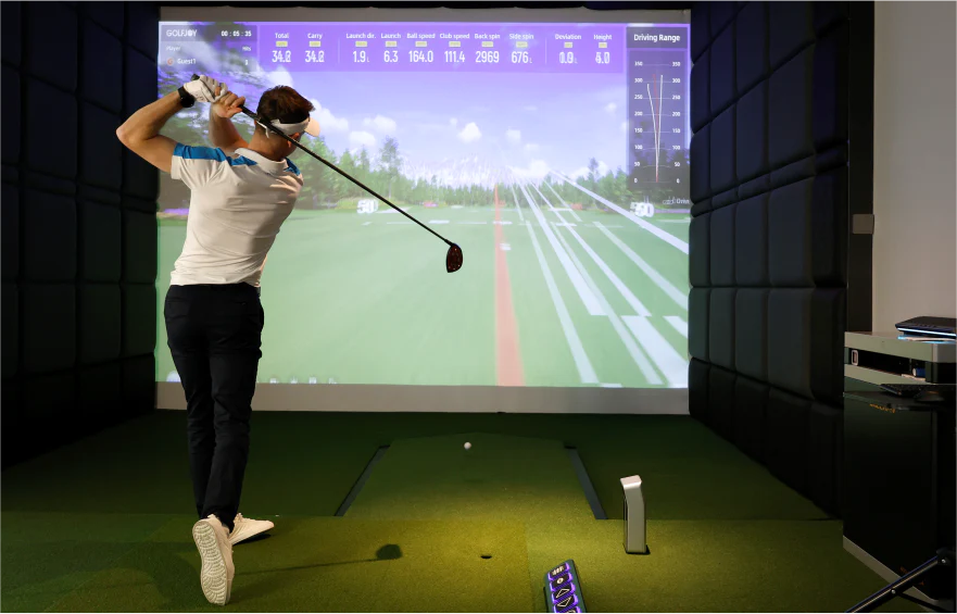 SimSpace Golf Simulator Studio | Golfjoy GDS Plus | Complete Deluxe DIY Package