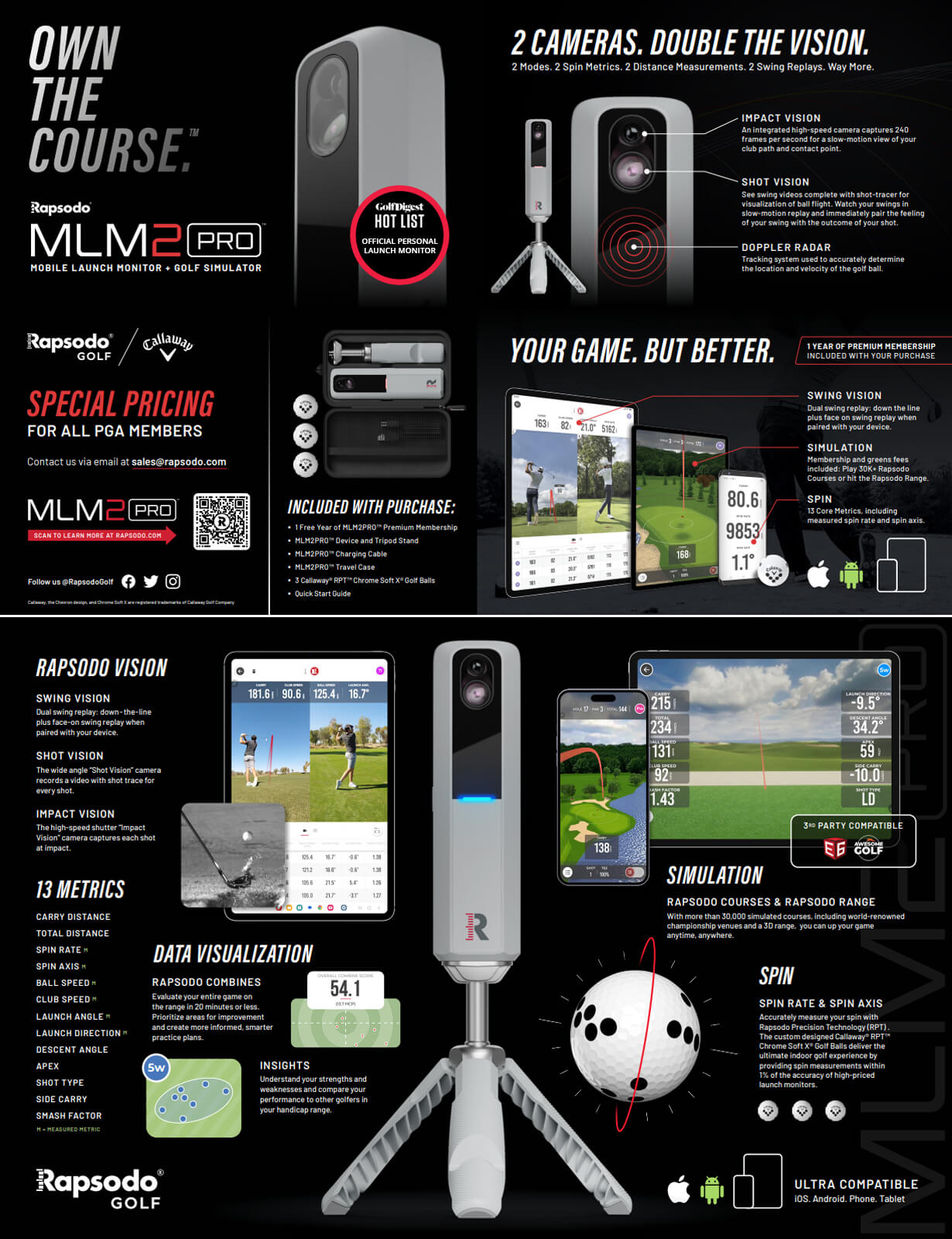 Rukket SPDR Golfnet met driving range mat & Rapsodo MLN2Pro Simulator Combideal
